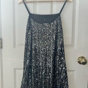 Free People Black Sequin Slip Dress